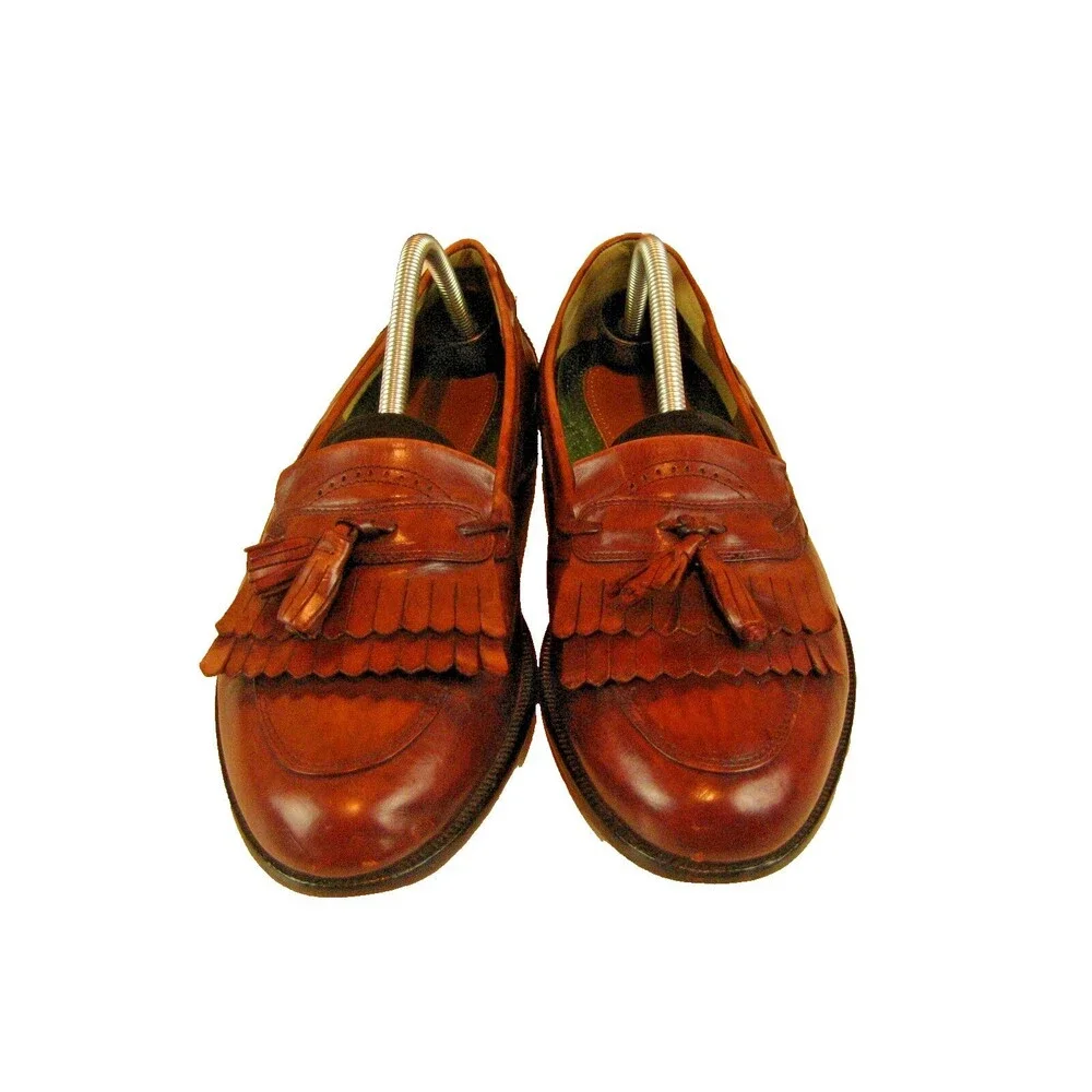 Mens Nettleton Tan Leather Kilted Tassle Loafers sz 10M